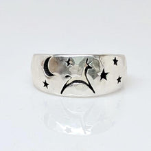 Load image into Gallery viewer, Alpaca or Llama Celestial Spirit Cigar Style Ring Narrow 10MM - Smooth finish Sterling Silver