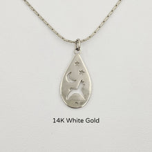 Load image into Gallery viewer, Alpaca or Llama Celestial Teardrop Pendant smooth finish 14K White Gold