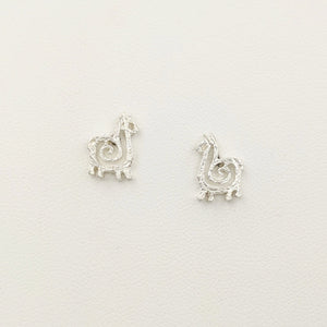 Alpaca or Llama Compact Spiral Earrings - Posts; Sterling Silver