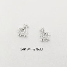 Load image into Gallery viewer, Alpaca or Llama Compact Spiral Earrings - Posts; 14K White Gold 
