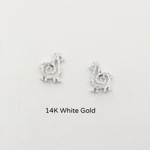 Load image into Gallery viewer, Alpaca or Llama Compact Spiral Earrings - Posts; 14K White Gold
