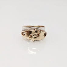 Load image into Gallery viewer, Alpaca or Llama Duo Ring Sterling Silver band with 14K Yellow Gold animals
