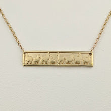 Load image into Gallery viewer, Alpaca Huacaya Herd Line Bar Necklace -  14K Yellow Gold