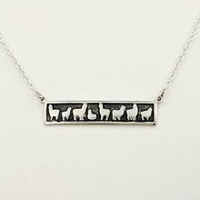Load image into Gallery viewer, Alpaca Huacaya Herd Line Bar Necklace -  Sterling Silver; Fully oxidized for accent