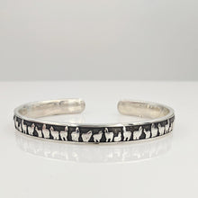 Load image into Gallery viewer, Alpaca Huacaya Herd Line Cuff Bracelet - Sterling Silver; Oxidized for Accent