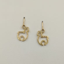 Load image into Gallery viewer, Alpaca Huacaya Open Silhouette Earrings - Hammered Finish 14K Yellow Gold on French wires 
