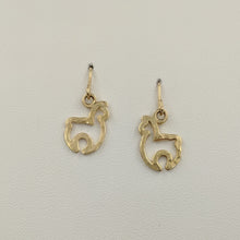 Load image into Gallery viewer, Alpaca Huacaya Open Silhouette Earrings - Hammered Finish 14K Yellow Gold on French wires