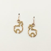 Load image into Gallery viewer, Alpaca Huacaya Open Silhouette Earrings - Hammered Finish 14K Rose Gold on French wires