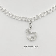 Load image into Gallery viewer, Alpaca Huacaya Open Silhouette Charm - hammered finish 14K white gold