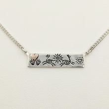 Load image into Gallery viewer, Alpaca or Llama Icon Bar Necklaces with Heart - Sterling Silver with 14K Rose Gold heart accent