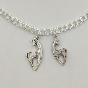 2 Sizes of The Alpaca or Llama Spirit Crescent Charms with a fiber finish. - Sterling Silver