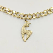 Load image into Gallery viewer,  Alpaca or Llama Spirit Crescent Charm with a fiber finish. - 14K Yellow Gold