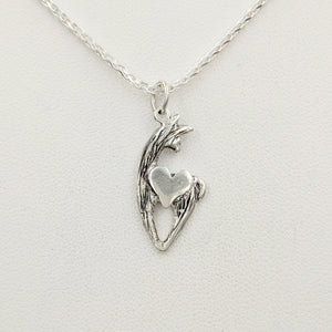 Alpaca or Llama Spirit Crescent Pendants with Heart Accent - Sterling Silver Animal with Sterling Silver heart accent