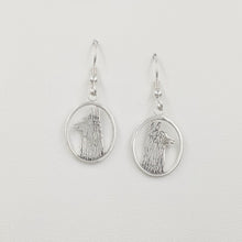 Load image into Gallery viewer, Alpaca Suri Head Open View Earrings - Sterling Silver on French Wires