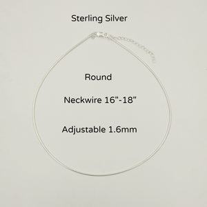 Sterling Adjustable Round Neckwire  16"-18"  Sterling Silver
