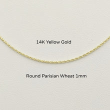 Load image into Gallery viewer, 14K Yellow Gold Round Parisian Chain 1mm