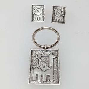Custom Earrings and Key Ring with Farm or Ranch Logo - Sterling Silver 