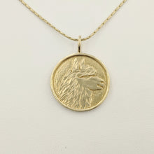 Load image into Gallery viewer, Alpaca Huacaya Head Coin Pendant - 14K Yellow Gold