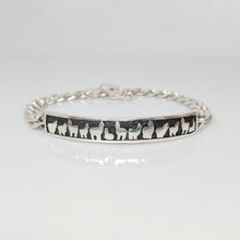 Load image into Gallery viewer, Alpaca Huacaya Herd Line ID Bracelet - Sterling Silver; Oxidized Accent