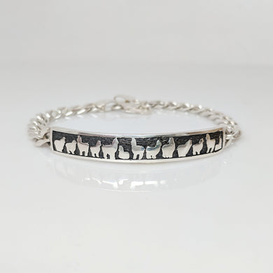 Alpaca Huacaya Herd Line ID Bracelet - Sterling Silver; Oxidized Accent