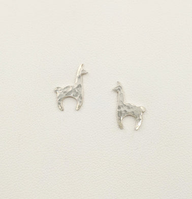 Llama Crescent Earrings Petite - Hammered texture, Sterling Silver on Posts