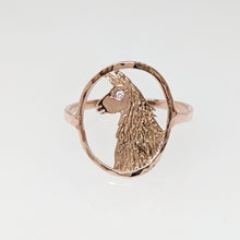 Load image into Gallery viewer, Llama Head Open View Ring - 14K Rose Gold with Diamond eye accent