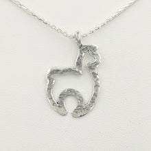 Load image into Gallery viewer, Alpaca Huacaya Open Silhouette Pendant -  hammered finish sterling silver