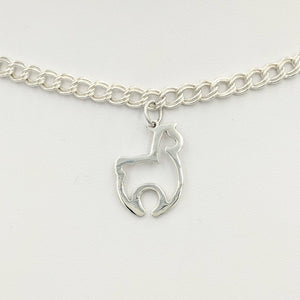 Alpaca Huacaya Open Silhouette Charm - smooth finish sterling silver
