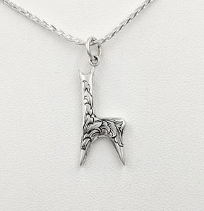 Hand Engraved Suri Alpaca Crescent Pendants - Sterling Silver
