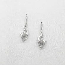 Load image into Gallery viewer, Alpaca or Llama Spirit Crescent Earrings with Heart Accents - Sterling Silver 