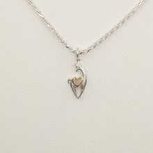 Load image into Gallery viewer, Alpaca or Llama Spirit Crescent Pendants with Heart Accent - Sterling Silver Animal with 14K Rose Gold heart accent