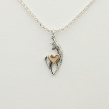 Load image into Gallery viewer, Alpaca or Llama Spirit Crescent Pendants with Heart Accent - Sterling Silver Animal with 14K Rose Gold heart accent