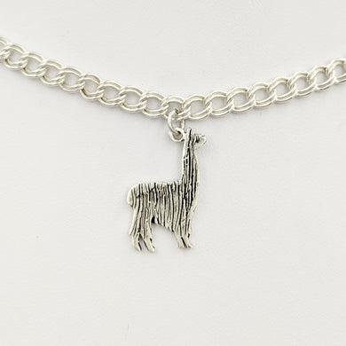 Alpaca Suri or Llama Silhouette Charm  Sterling Silver