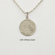 Load image into Gallery viewer, Alpaca Huacaya Head Coin Pendant - 14K White Gold