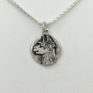 Alpaca Suri Relic Style Coin Pendant - Sterling Silver