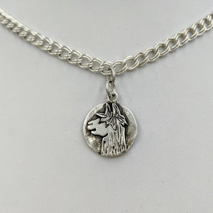 Alpaca Suri Relic Style Coin Charm - Sterling Silver