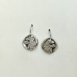 Alpaca Huacaya Relic Coin Earrings - French Wires, Sterling Silver