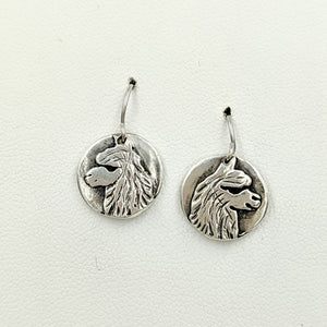 Alpaca Huacaya Relic Coin Earrings - French Wires, Sterling Silver
