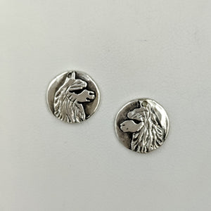 Alpaca Huacaya Relic Coin Earrings - On Posts, Sterling Silver