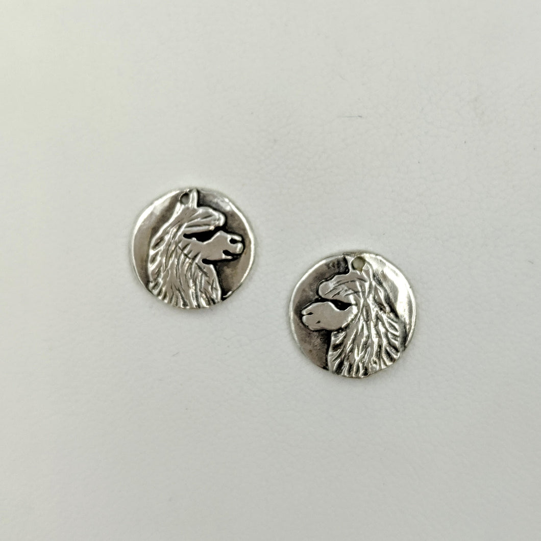 Alpaca Huacaya Relic Coin Earrings - On Posts, Sterling Silver
