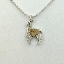 Load image into Gallery viewer, Alpaca Huacaya Crescent Pendant with 14K Yellow Gold Heart