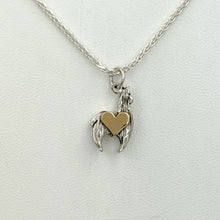 Load image into Gallery viewer, Alpaca Huacaya Crescent Pendant with 14K Yellow Gold Heart