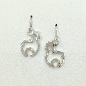 Alpaca Huacaya Open Silhouette Earrings - Sterling Silver on French wires