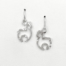 Load image into Gallery viewer, Alpaca Huacaya Open Silhouette Earrings - 14K White Gold on French wires