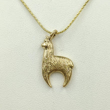 Load image into Gallery viewer, Alpaca Huacaya Crescent Reversible Pendant - 14K Yellow Gold with Fiber Texture