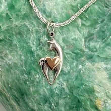 Load image into Gallery viewer, Alpaca or Llama Spirit Crescent Pendant with Heart Accent