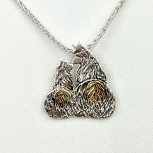 Load image into Gallery viewer, Alpaca Huacaya Kush Kiss Swoosh Tush Pendant - Sterling Silver with 14K Yellow Gold Tails