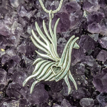 Load image into Gallery viewer, Alpaca or Llama  Winged Soaring Spirit with Heart Pendant