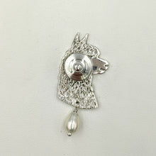 Load image into Gallery viewer, Alpaca Huacaya Head Pendant or Pin with Freshwater Pearl Dangle