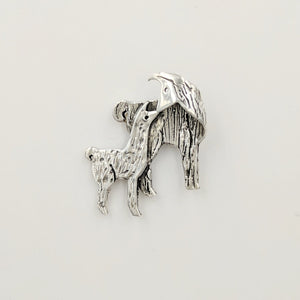 Llama Kiss Pin - Sterling Silver Mother with Sterling Silver Baby Cria